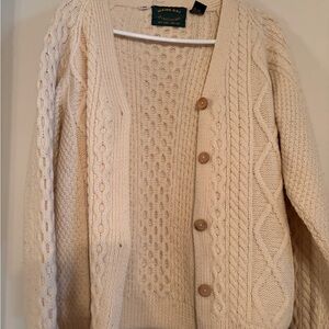 Women's Beige Cable Knit Cardigan